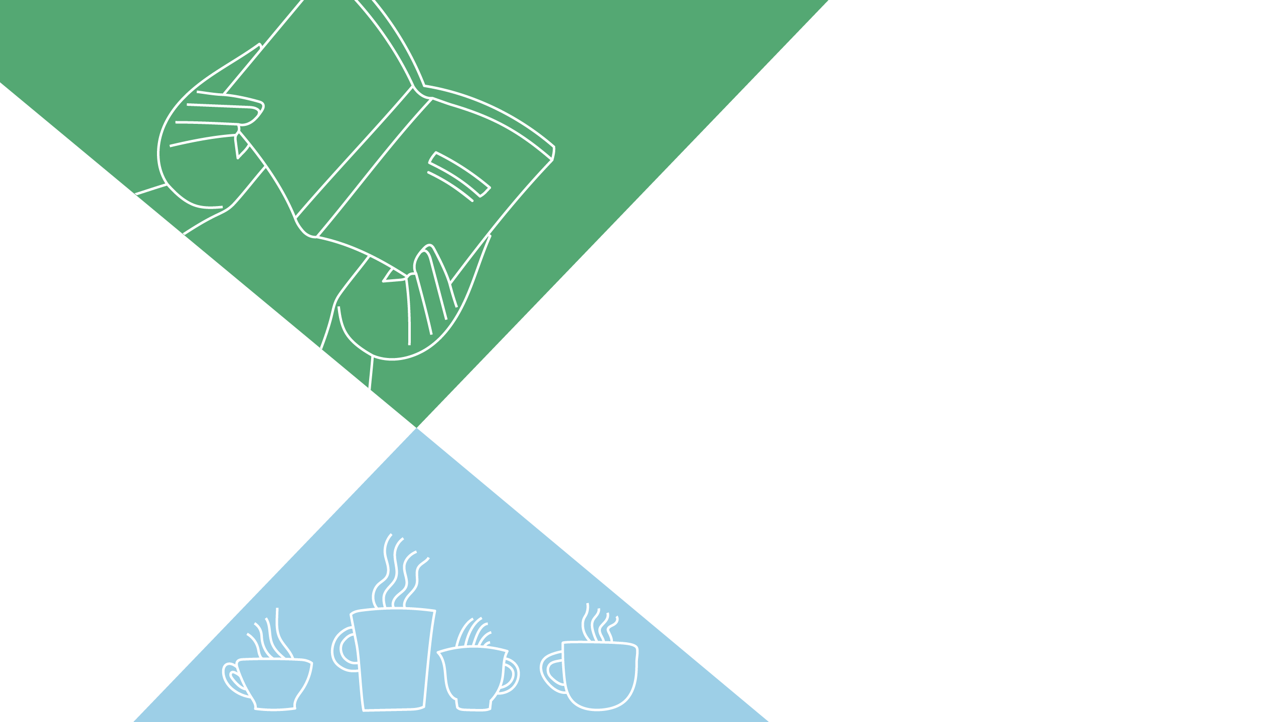 An additional illustration of four coffee mugs with steam coming off the top, on a light blue background.