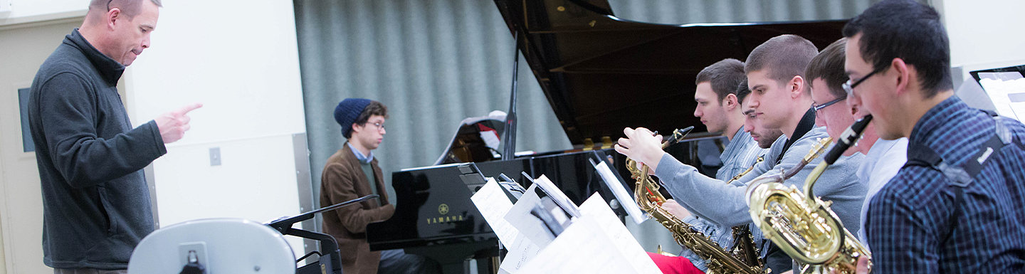 jazz students rehearsing