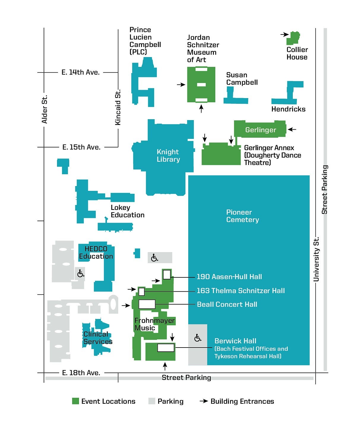 Parking Map of the Music Building