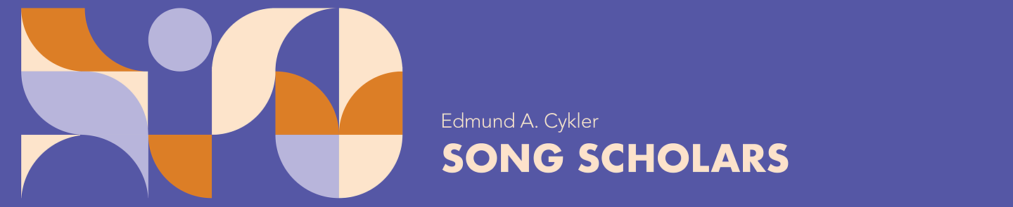 abstract illustration with the words Edmund A. Cykler Song Scholars next to it