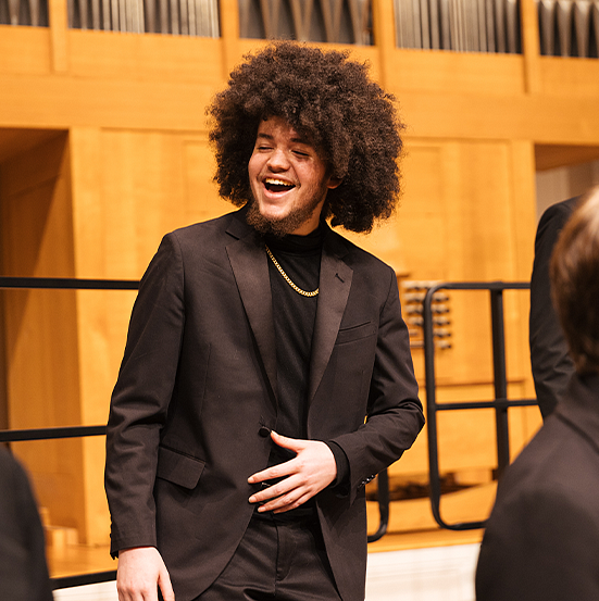 Choir member singing