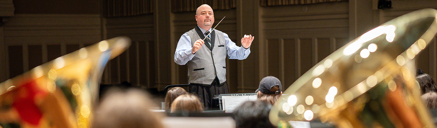 Professor Silveira conducting the Wind Symphony