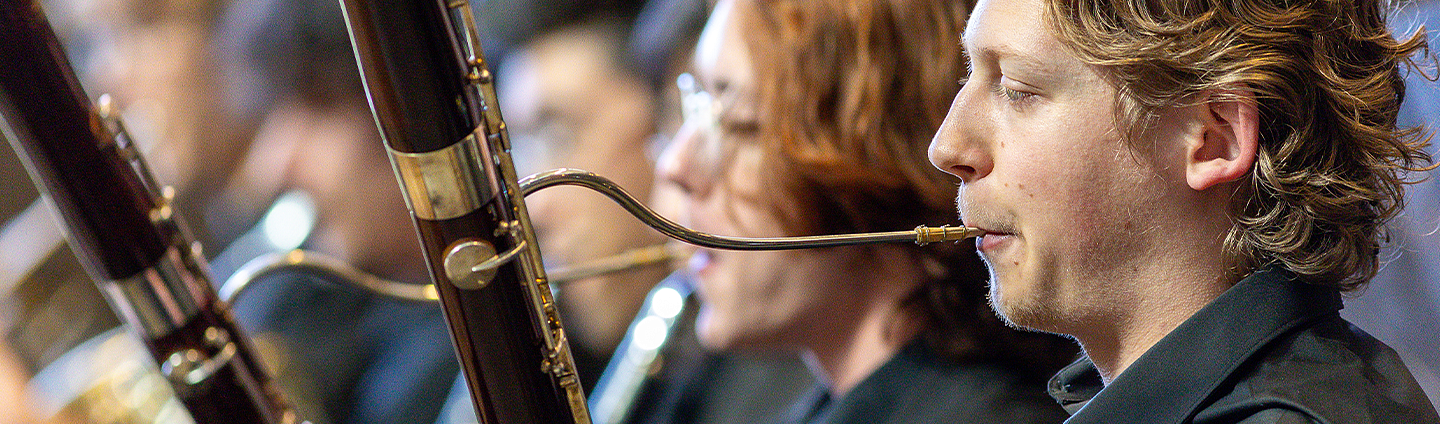 student playing bassoon