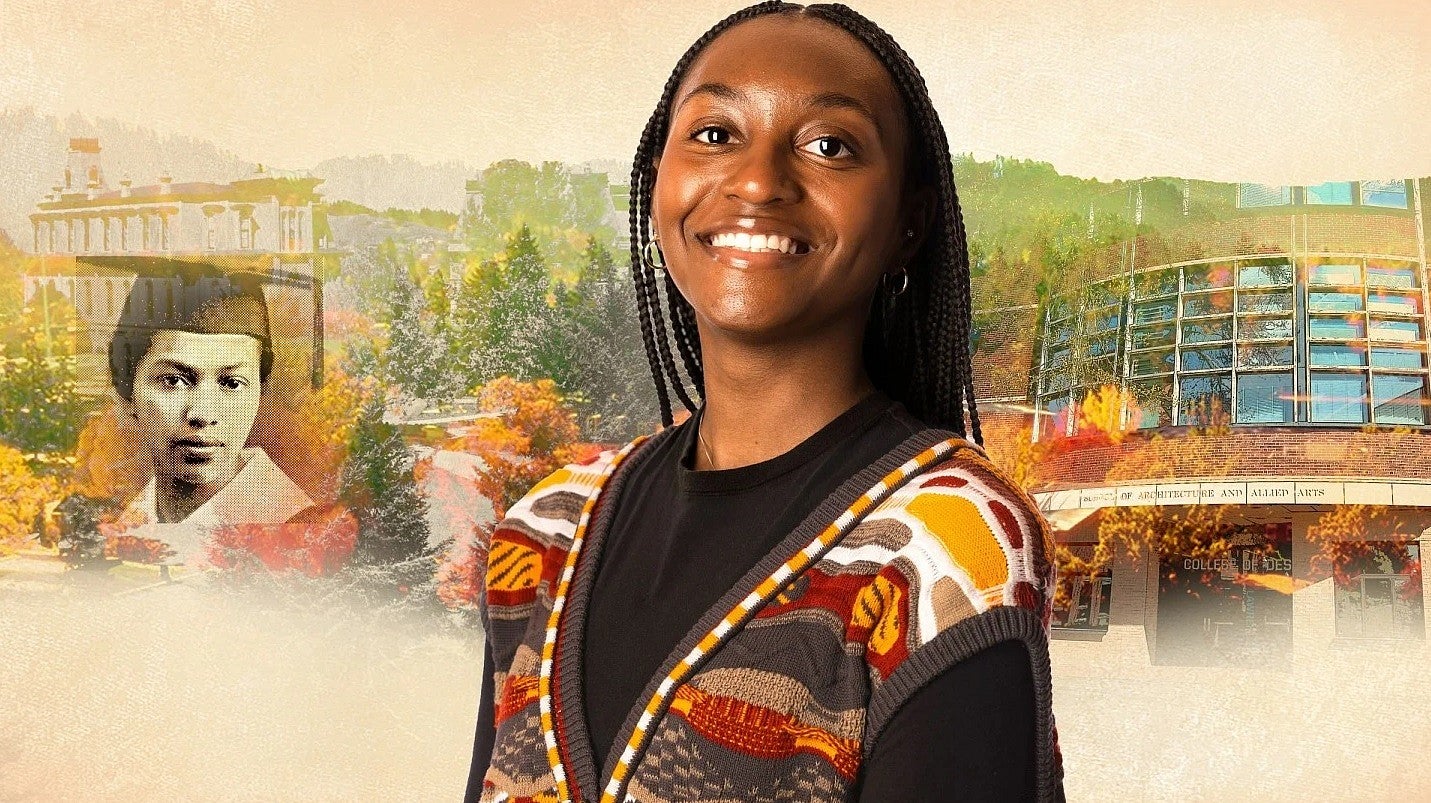 Architecture student Tayler Ervin finds inspiration in the life of Nellie Franklin (left).