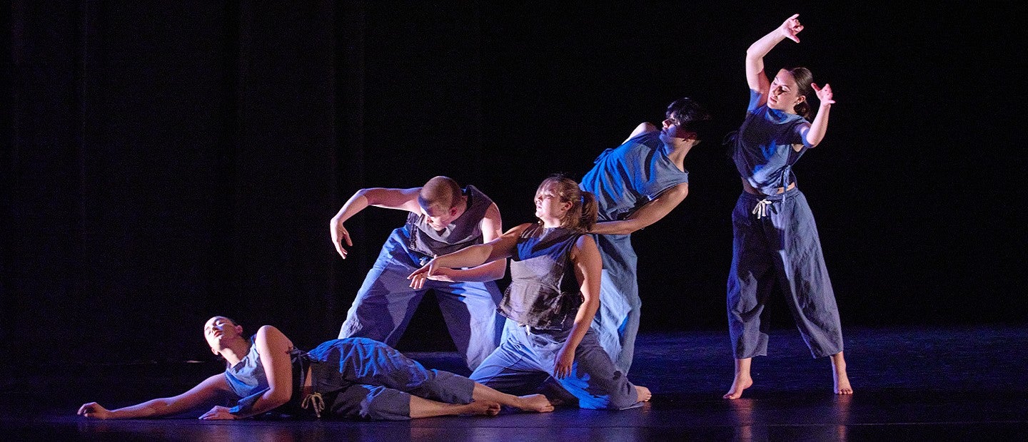 group of 5 dance students posing