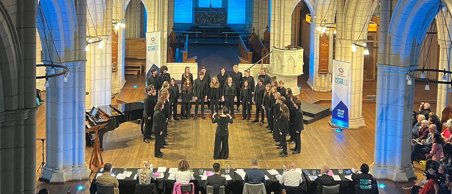 UO Chamber Choir performing in New Zealand