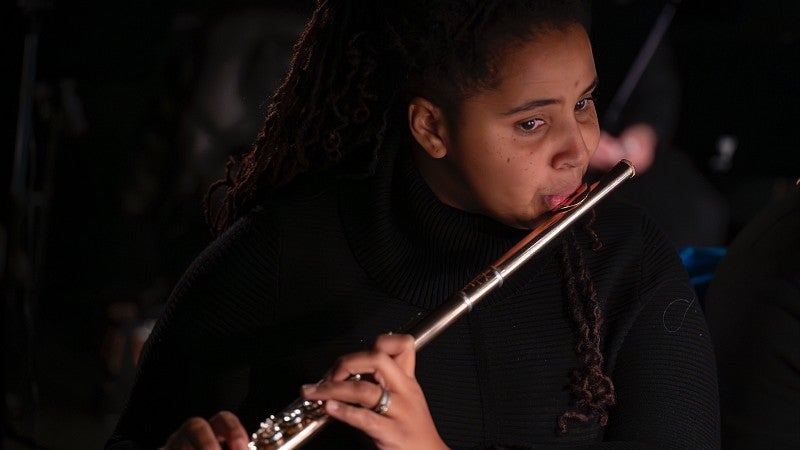 Principal flautist Dr. Jacqueline Cordova-Arrington mentors students in ON