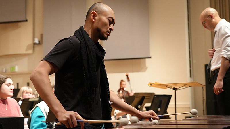 Dr. Cheung plays marimba cadenza in Princess Chang Ping