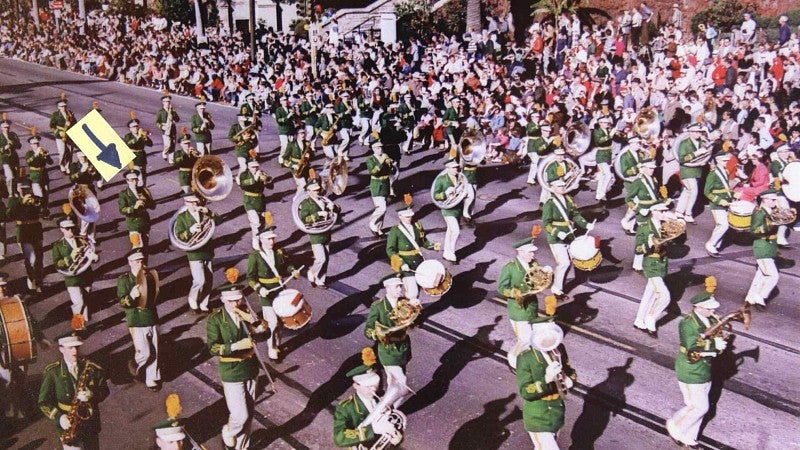 1958 Rose Bowl Parade with the Oregon Marching Band