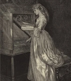 women playing keys and reading book