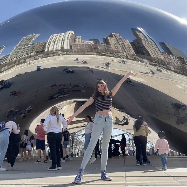Annika sightseeing while touring across the country