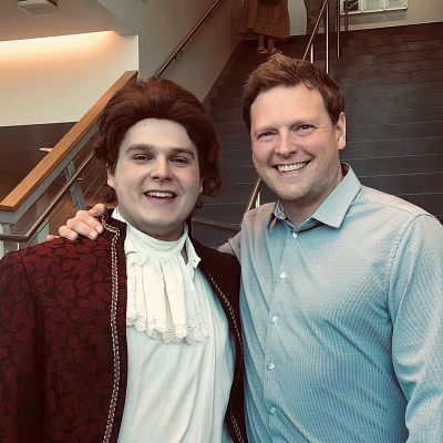 Jeff smiles alongside Andrew after his performance in the title role of Don Giovanni at N. Arizona University