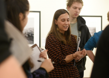UO anthropologist Alison Carter teaching in the museum 