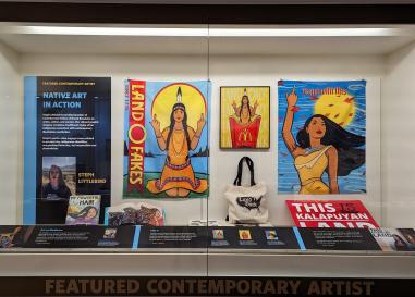 A case labeled Contemporary Artist Case with vibrantly colored art from Steph Littlebird.