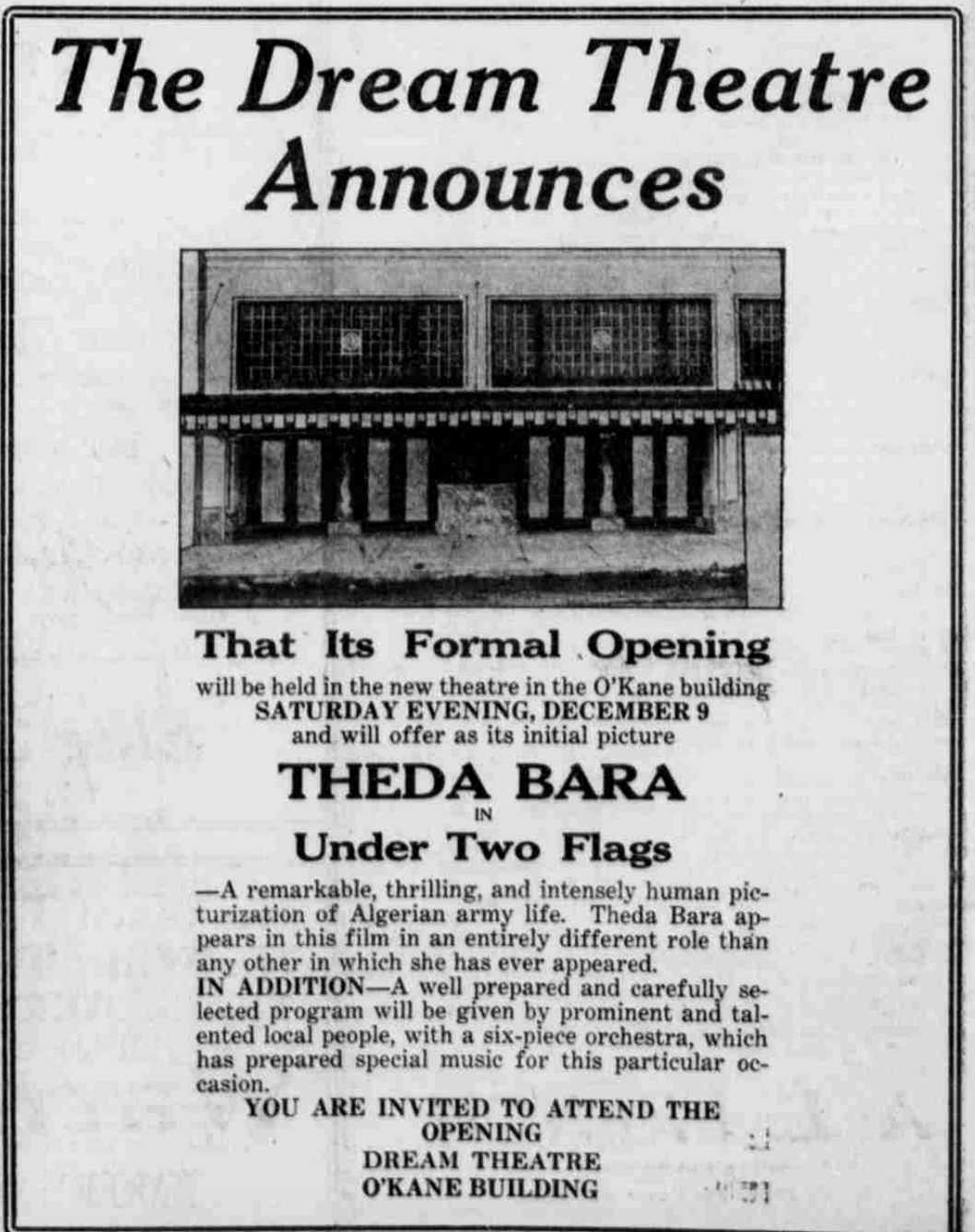 New Dream Theatre Opening at the O'Kane Building