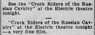 Electric Theatre advertisement, 1908
