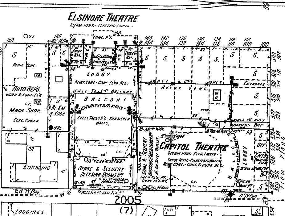 Sanborn Fire Insurance Map of Elsinore theater