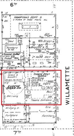 Eugene Theatre map, 1912. Digital Sanborn Maps.
