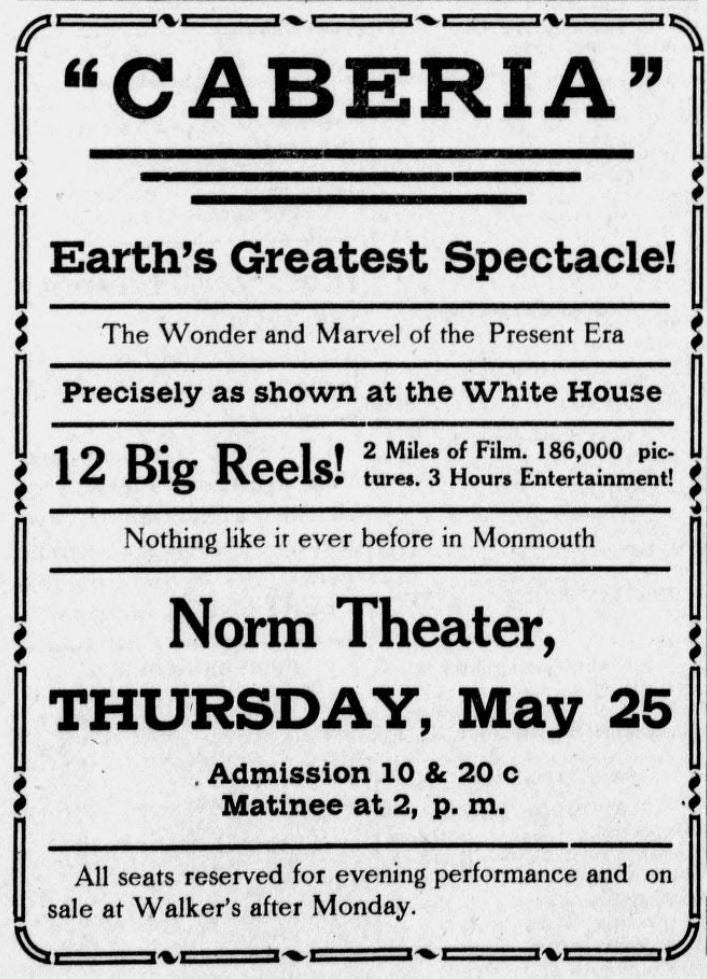 Cabriria ad, 1916