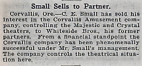 Majestic theater ownership news item, 1917