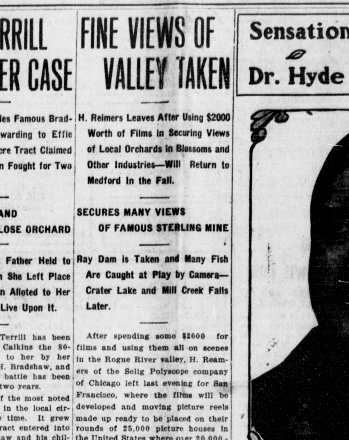 Local films in Medford, Oregon, 1910