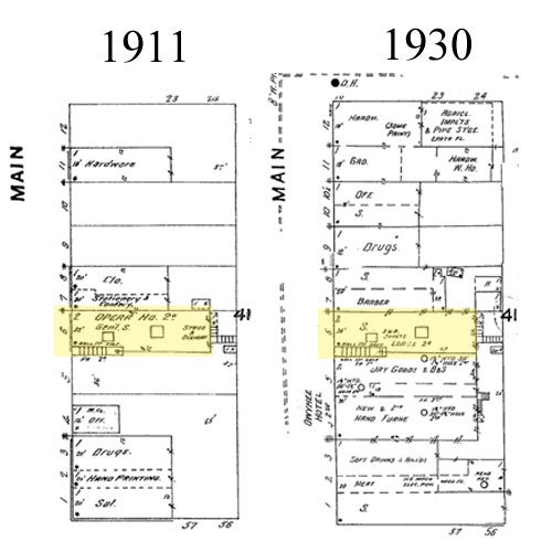 Nyssa Opera House, Sanborn Fire Insurance Map, 1911 & 1930. Digital Sanborn Maps.