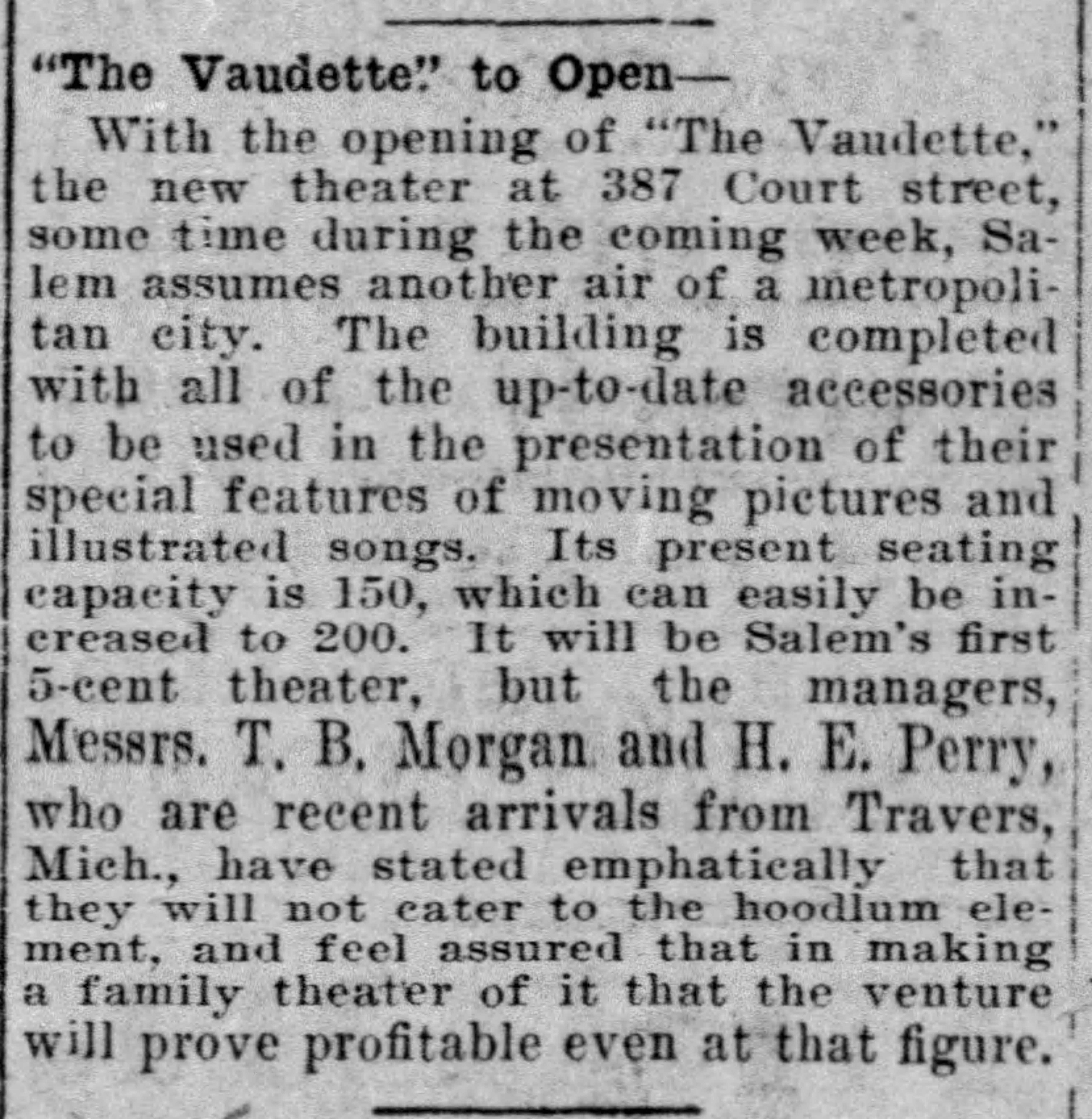 Opening remarks for the Vaudette.