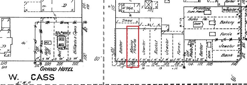 Sanborn Fire Insurance Map of the Alcazar theater location, 1912