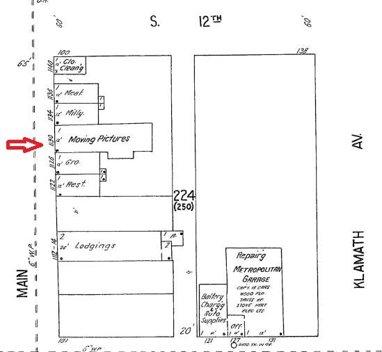 Sanborn Map of Orpheus theater, 1921