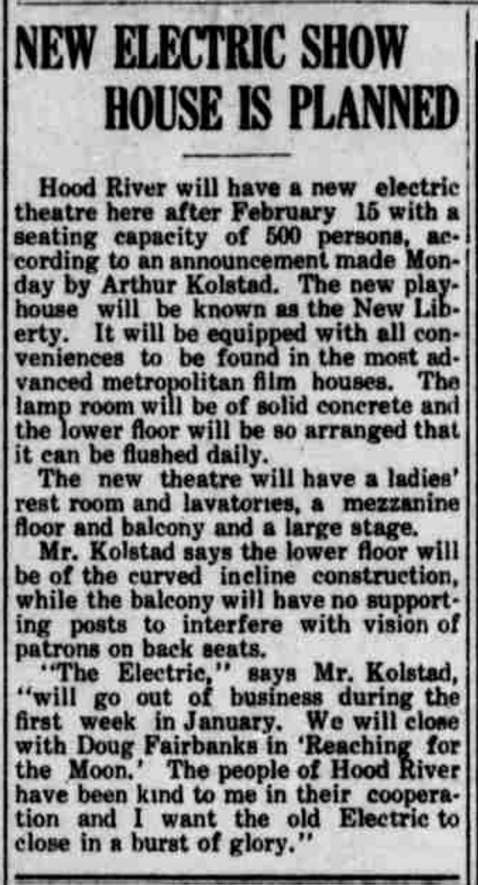 Liberty Theatre, advertisement, The Hood River glacier, November 15,1917: Image 2.
