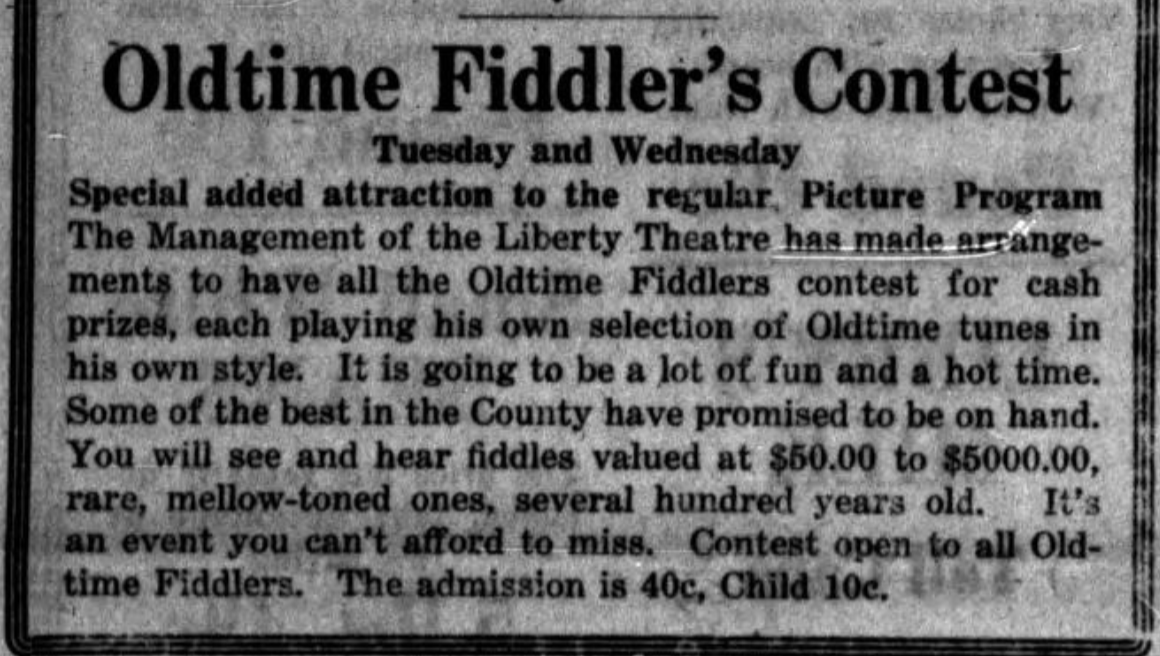 Fiddlers Contest Ad