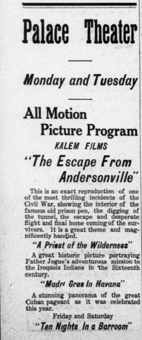 Palace theater ad, 1909