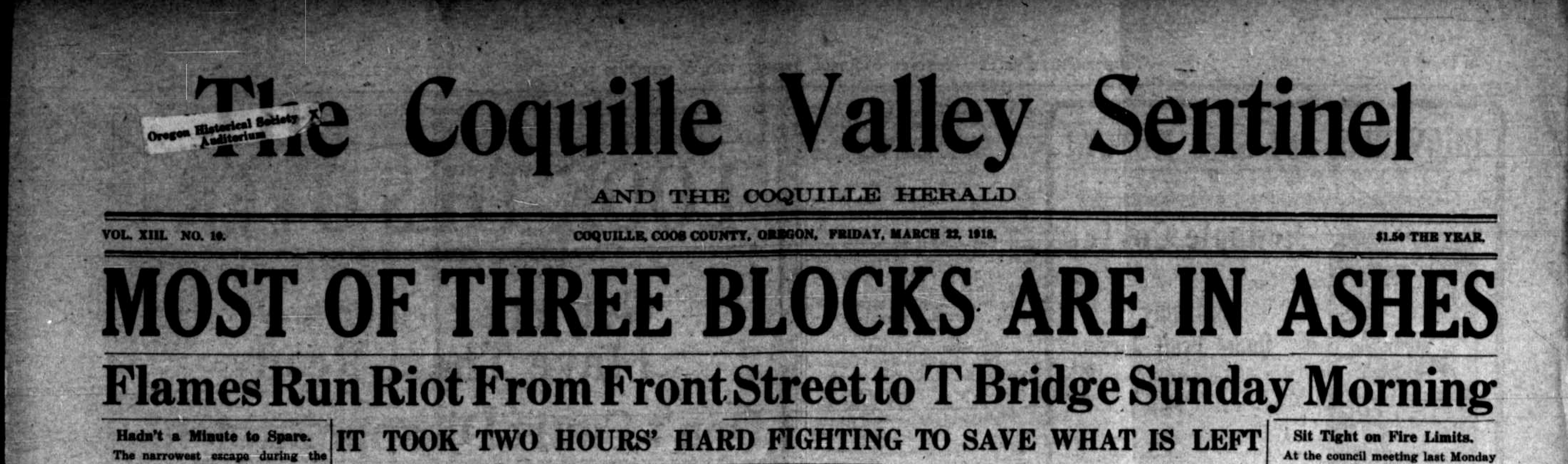 Coquille Valley Sentinel, March 22, 1918