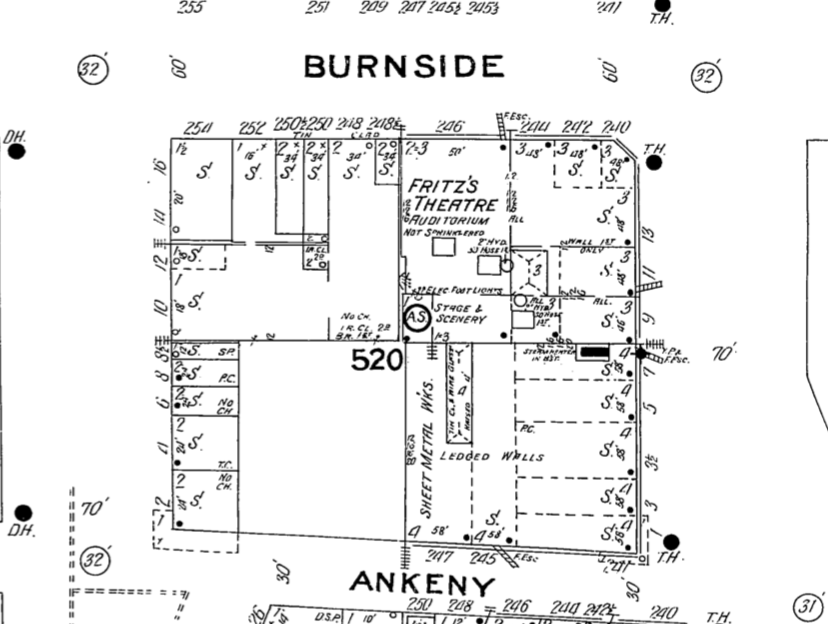 Sanborn Map at 2nd & Burnside