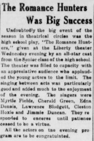 Highschool play performed at the Liberty Theater