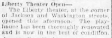 Location of the Liberty theater, 1917