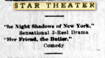 Program at the Star theater, 1914