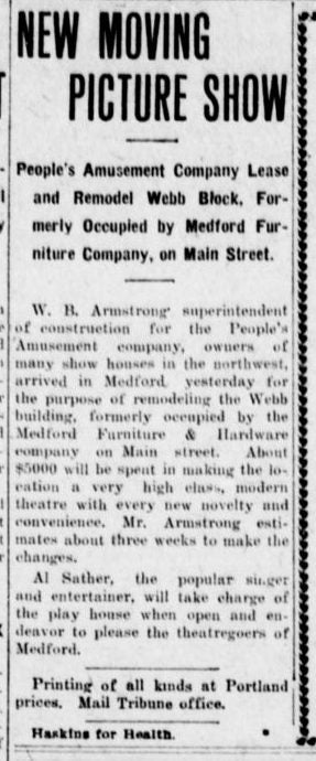 Star theater opening in Medford, 1911