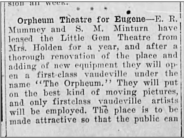 Orpheum opens, 1908