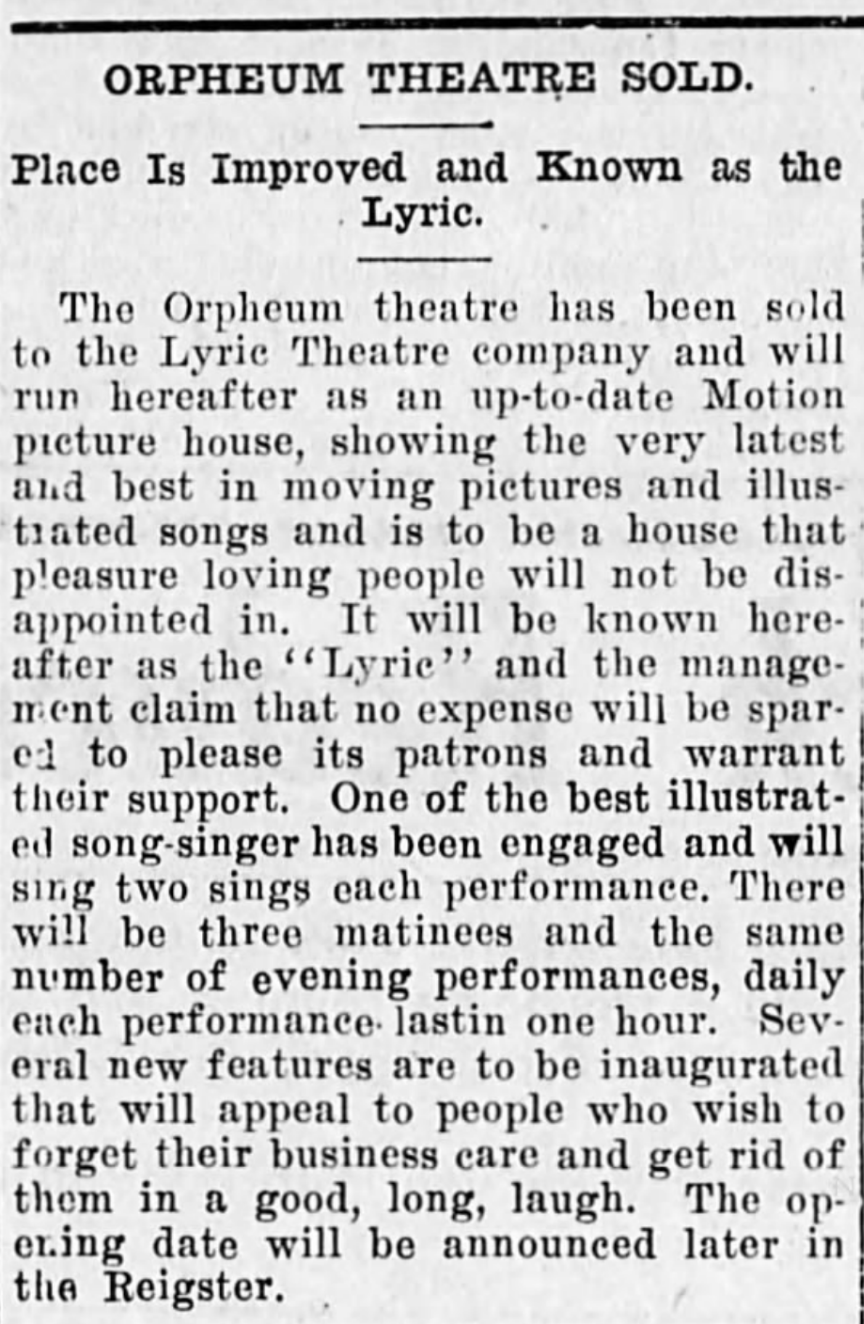 Orpheum Closes