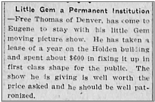 Opening of the Little Gem, 1907