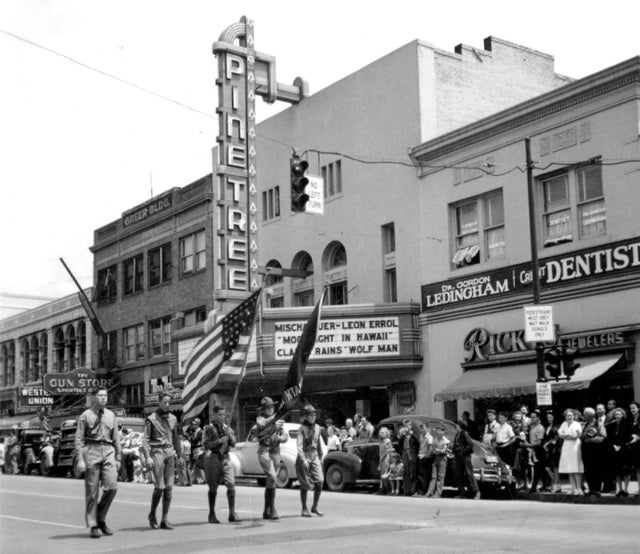 Exterior of the Pine Tree theater
