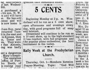 Prices at the Dreamland and Wonderland theaters, 1908