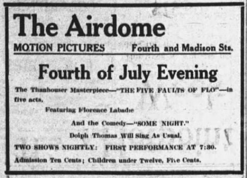 Program at the Airdome, 1916
