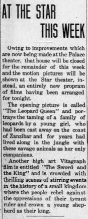 Program at the Star theater, 1909