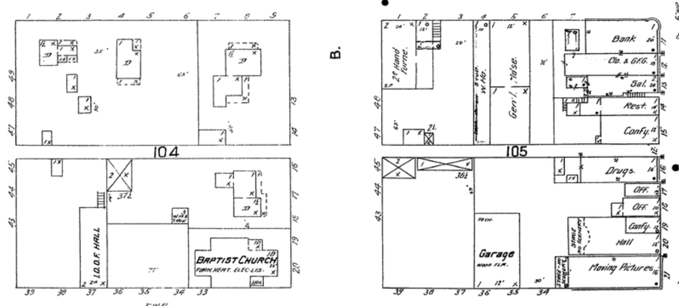 Map of IOOF building and moving picture building