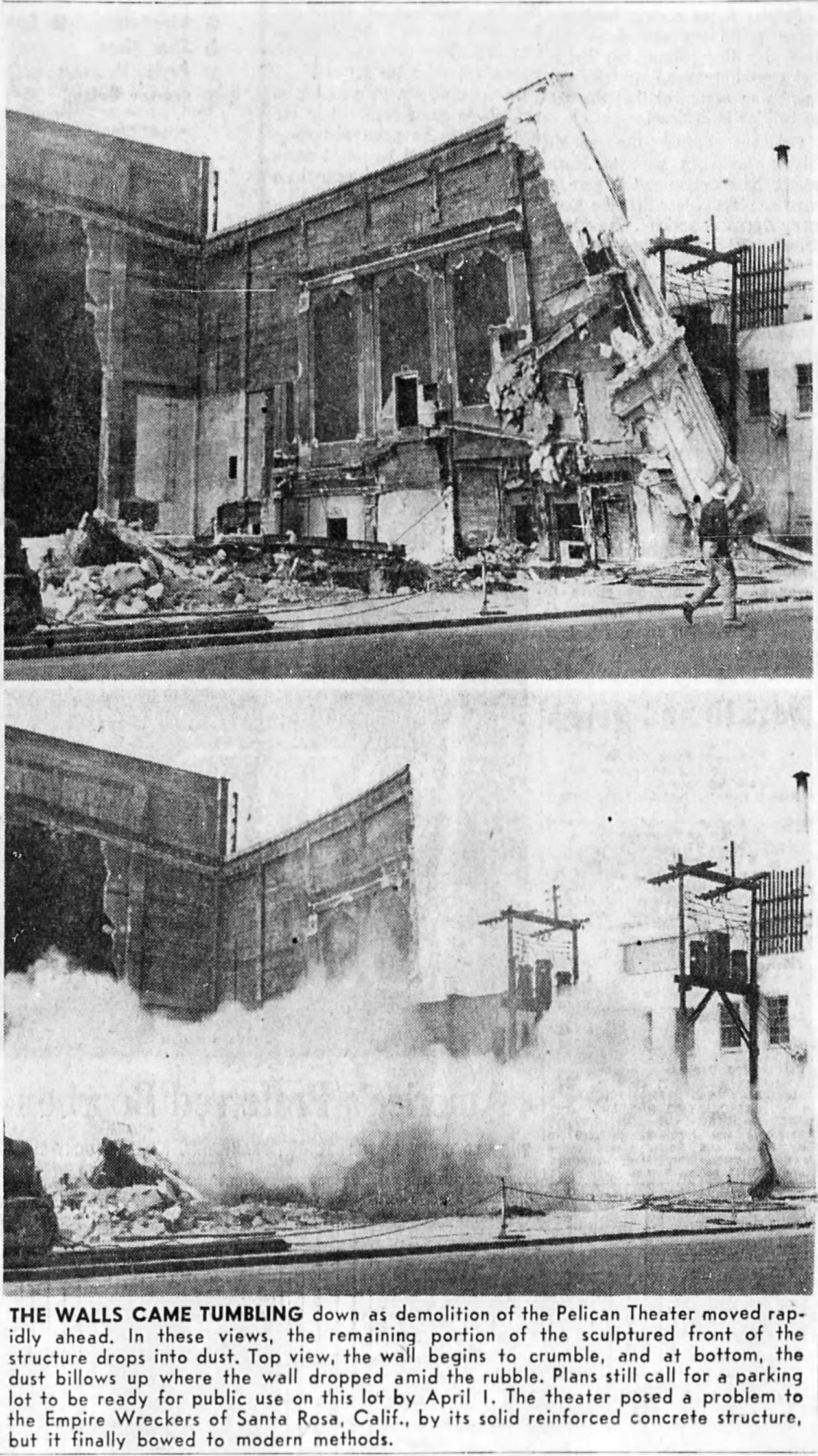 Pelican theater demolished, 1961