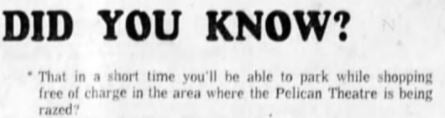 Pelican theater to be demolished, 1961
