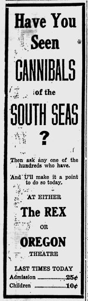 Program at the Oregon theater, 1919