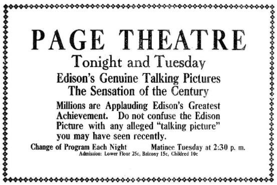 Sound at the Page, 1913